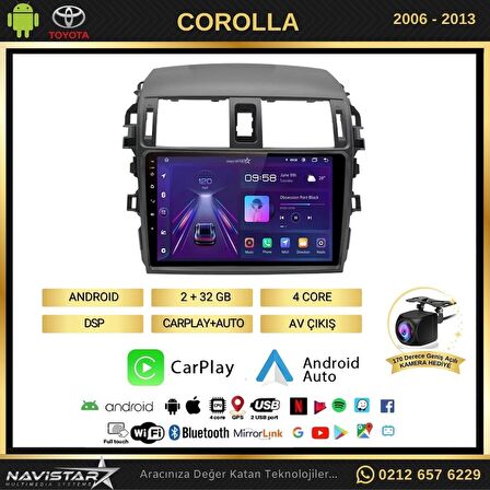 Toyota Corolla Kablosuz Carplay 2+32GB Android 13 Navigasyon Multimedya Sistemi