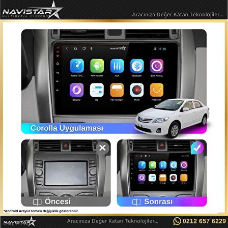 Toyota Corolla Kablosuz Carplay 2+32GB Android 13 Navigasyon Multimedya Sistemi