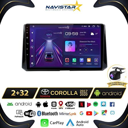 Toyota Corolla 2017-2020 Model 2+32GB Android 13 Kablosuz Carplay Navigasyon Multimedya Sistemi 