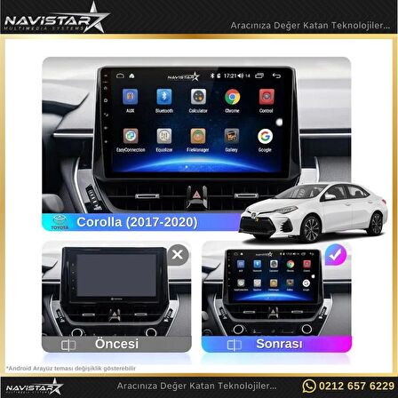 Toyota Corolla 2017-2020 Model 2+32GB Android 13 Kablosuz Carplay Navigasyon Multimedya Sistemi 
