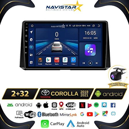 Toyota Corolla 2019-2021 Model 2+32GB Android 13 Kablosuz Carplay Navigasyon Multimedya Sistemi 