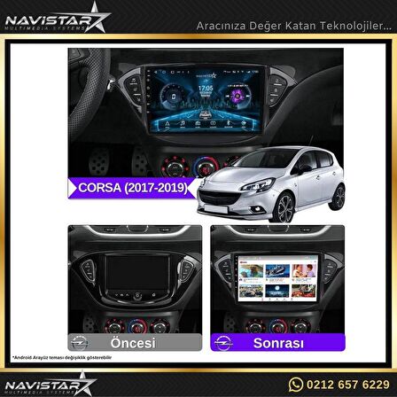 Opel CORSA 2017-2019 Model 2+32GB Android 13 Kablosuz Carplay Navigasyon Multimedya Sistemi 