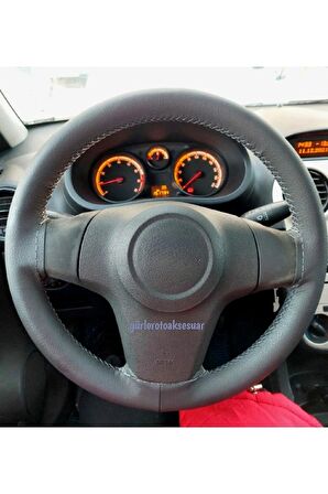 Opel Corsa Uyumlu Dikmeli Direksiyon Kılıfı Soft Gri Renk