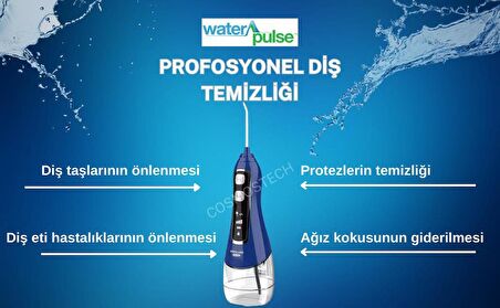 Waterpulse Kablosuz Pro V580 Water Flosser 320ml Taşınabilir Diş/Protez Bakım Ve Ağız Duşu Mavi