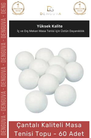 Masa Tenisi Pinpon Topu Çantalı Kaliteli Etkinlik 60 Adet Beyaz Canlı Ping Pong Sekme