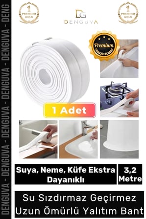 Premium Lavabo Küvet Pvc Su Geçirmez Sızdırmaz Dayanıklı Yağ Kenar Küf Önleyici 3.2m İzolasyon Bant