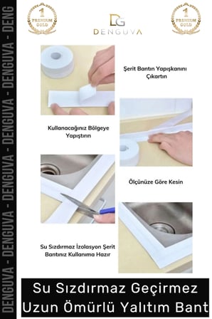 Premium Lavabo Küvet Pvc Su Geçirmez Sızdırmaz Dayanıklı Yağ Kenar Küf Önleyici 3.2m İzolasyon Bant