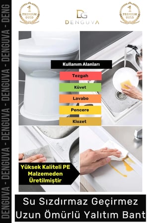 Premium Su Geçirmez Sızdırmaz Dayanıklı Lavabo Pvc Yağ Kenar Küf Önleyici 3.2m 3 Adet İzolasyon Bant