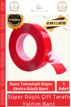 Premium Ekstra Güçlü Çok Amaçlı Çift Taraflı Tamir Cam Dış Mekan Montaj 2mt Silikon Şeffaf Bant
