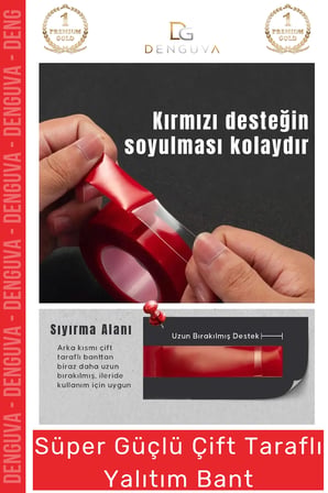 Premium Ekstra Güçlü Çok Amaçlı Çift Taraflı Tamir Cam Dış Mekan Montaj 2mt Silikon Şeffaf Bant
