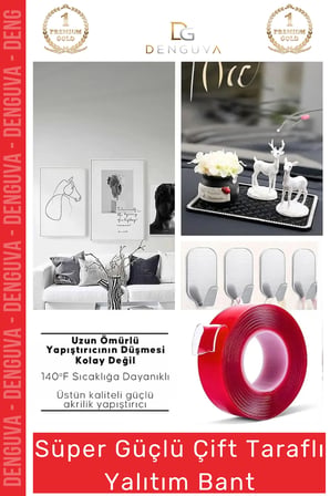 Premium Ekstra Güçlü Çok Amaçlı Çift Taraflı Tamir Dış Mekan Montaj 2mt Silikon Şeffaf Bant 2 Adet