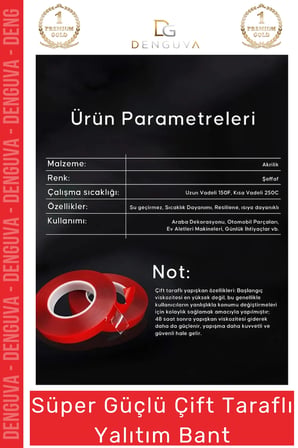 Premium Ekstra Güçlü Çok Amaçlı Çift Taraflı Tamir Dış Mekan Montaj 2mt Silikon Şeffaf Bant 2 Adet