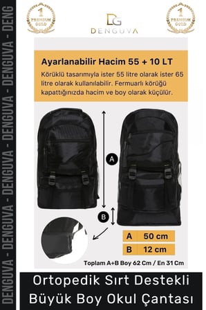 Ortopedik Su Geçirmez Konfor Modeli Fermuarlı Büyük Boy Çok Gözlü Bölmeli Kamp Outdoor Sırt Çantası