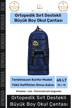 Büyük Boy Ortopedik & Terletmeyen Konfor Modeli Çok Gözlü Bölmeli Lise Ortaokul Okul Sırt Çantası