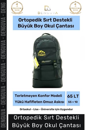 Büyük Boy Ortopedik & Terletmeyen Konfor Modeli Çok Gözlü Bölmeli Lise Ortaokul Okul Sırt Çantası