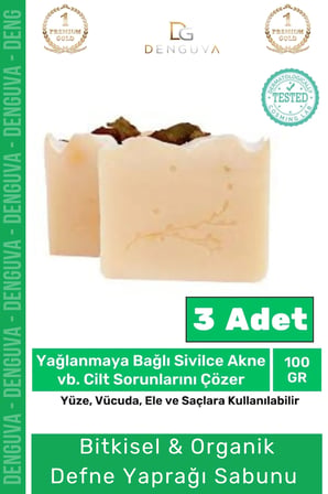  Doğal Defne Yaprağı Sabunu Organik Zeytinyağlı Defne Yapraklı Saç El Cilt Sabun 3'Lü Set