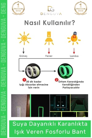 Karanlıkta Işık Veren Yansıyan 8 Metre Fosforlu Yeşil Şerit Bant Kendinden Yapışkanlı Reflektör Bant