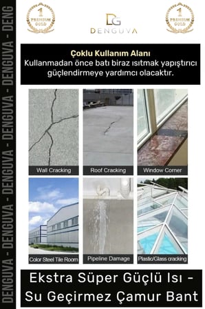 Su Geçirmez Sızdırmaz Alev Geciktirici Dayanıklı Alüminyum Tamir Bandı Sakız Çamur Bant 48mmx2mt