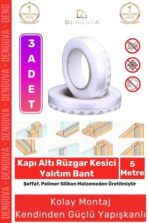 Rüzgar Kesici Ses Böcek Toz Önleyici Yalıtım Kapı Pencere Isı Izolasyon Şeffaf Şerit Bant 5mt 3 Adet