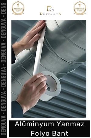 Suya Sıcaklığa Dayanıklı Tamir Soba Boru Yama Alüminyum Yanmaz Folyo Bant 45mm - 5mt - 2 Adet