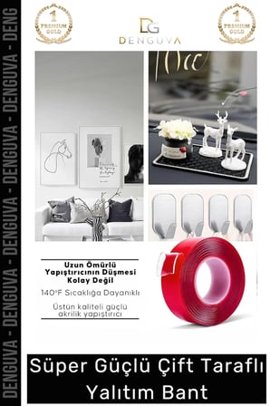 Premium Ekstra Güçlü Çok Amaçlı Çift Taraflı Tamir Dış Mekan Montaj 5mt Silikon Şeffaf Bant 5 Adet
