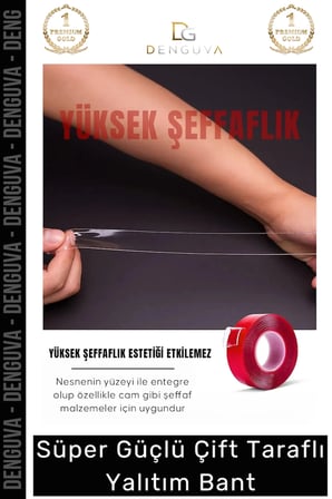 Ekstra Güçlü Çok Amaçlı Çift Taraflı Tamir Dış Mekan Montaj 5mt Silikon Şeffaf Bant 10 Adet