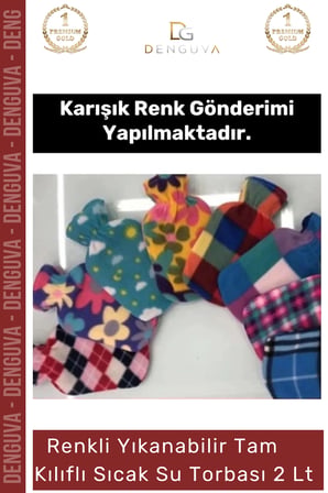 Premium Büyük Boy Kauçuk Yıkanabilir Polar Kılıflı Termofor Regl Kötü Hava Sıcak Su Torbası 2 Lt