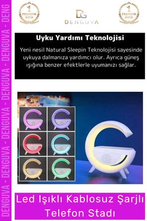 Kablosuz Şarj Led Işıklı Bluetooth Hoparlör Radyolu Müzik Çalar Saatli Telefon Standı 3in1 Speaker