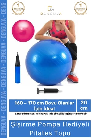 Profesyonel Seri Dayanıklı Yüksek Kalite Mini Gymball 20cm Mavi Pilates Topu Şişirme Pompa