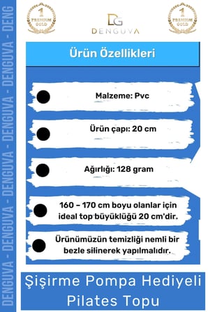 Profesyonel Seri Dayanıklı Yüksek Kalite Mini Gymball 20cm Mavi Pilates Topu Şişirme Pompa