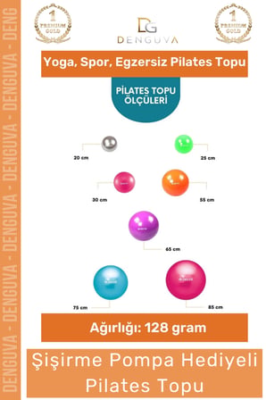 Profesyonel Seri Dayanıklı Yüksek Kalite Mini Gymball 20cm Turuncu Pilates Topu Şişirme Pompa Hediye