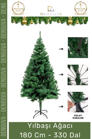 Premium Kutu Süsleme Seti Yılbaşı Çam Ağacı Renkli Işığı Yeni Yıl Süsleri Noel Paketi 150 Cm 220 Dal
