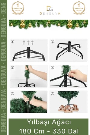 Premium Kutu Süsleme Seti Yılbaşı Çam Ağacı Renkli Işığı Yeni Yıl Süsleri Noel Paketi 150 Cm 220 Dal