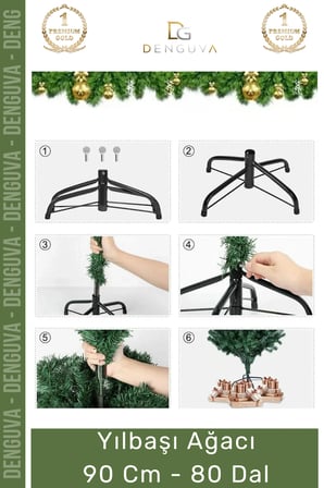 Premium Kutu Süsleme Seti Yılbaşı Çam Ağacı Renkli Işığı Yeni Yıl Süsleri Noel Paketi 90 Cm 80 Dal