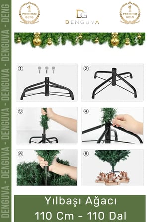 Premium Kutu Süsleme Seti Yılbaşı Çam Ağacı Renkli Işığı Yeni Yıl Süsleri Noel Paketi 110 Cm 110 Dal