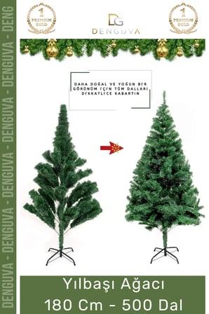 Premium Kutu Süsleme Seti Yılbaşı Çam Ağacı Renkli Işığı Yeni Yıl Süsleri Noel Paketi 180 Cm 500 Dal