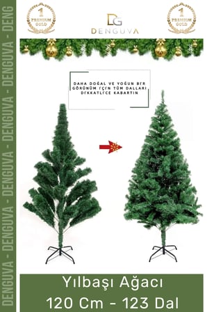 Premium Kutu Süsleme Seti Yılbaşı Çam Ağacı Renkli Işığı Yeni Yıl Süsleri Noel Paketi 120 Cm 123 Dal