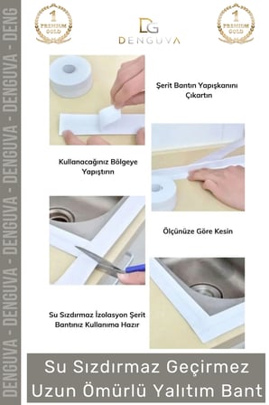 Premium Su Geçirmez Sızdırmaz Dayanıklı Pvc Yağ Kenar Küf Önleyici 3.2m Gri İzolasyon Bant 4 Adet