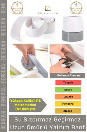 Premium Su Geçirmez Sızdırmaz Dayanıklı Pvc Yağ Kenar Küf Önleyici 3.2m Gri İzolasyon Bant 4 Adet