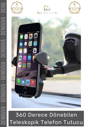 Premium Dayanıklı Vantuzlu Sağlam Çok Fonksiyonlu 360 Derece Dönebilen Teleskopik Telefon Tutucu