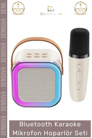 Yeni Nesil Şarj Edilebilir Pilli Güçlü Ses Performanslı Bluetooth Karaoke Mikrofon Hoparlör Seti