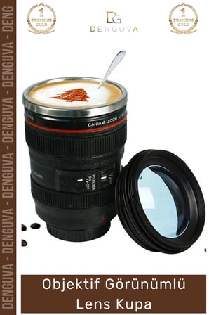 Paslanmaz Çelik Objektif Görünümlü Sevgili Hediye İlginç Lens Kupa Çelik Kahve Çay Termos Mug Bardak