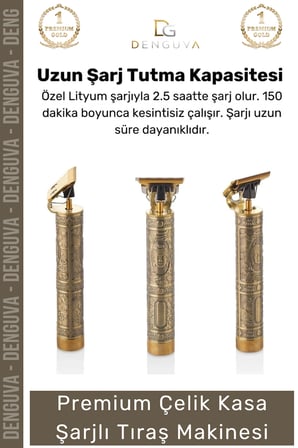Premium Çelik Kasa Profesyonel Şarjlı Saç Sakal Ense Çizim Lazer Öncesi Tüm Vücut Tıraş Makinesi