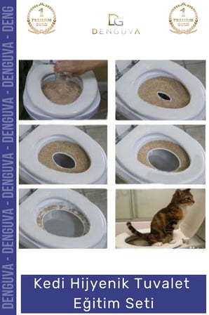 Özel Üretim Klozet Alıştırma Kapağı Kum Kabı Wc Yavru Yetişkin Kedi Hijyenik Tuvalet Eğitim Seti