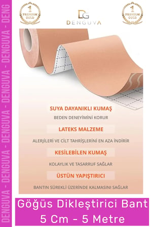 Yeni Ürün Suya Tere Dayanıklı Göğüs Kaldırıcı Dikleştirici Sabitleyici Şekillendirici Bant - 5 Metre