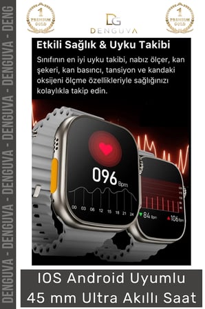 Watch 8 Ultra Series Ios Android Uyumlu Spor Sağlık Sensörlü 45mm Ultra Akıllı Saat
