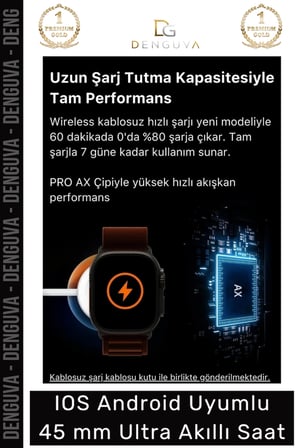 Watch 8 Ultra Series Ios Android Uyumlu Spor Sağlık Sensörlü 45mm Ultra Akıllı Saat