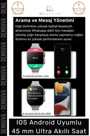 Watch 8 Ultra Series Ios Android Uyumlu Spor Sağlık Sensörlü 45mm Ultra Akıllı Saat