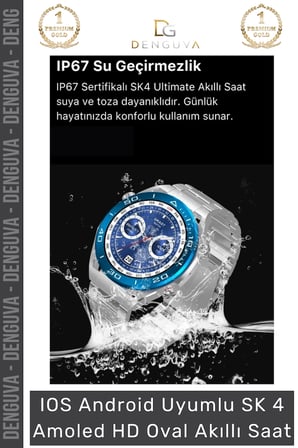 Yeni Nesil SK4 Ultimate Amoled HD Oval Ekran Spor Sağlık Sensörlü IOS Android Uyumlu Akıllı Saat