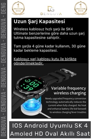 Yeni Nesil SK4 Ultimate Amoled HD Oval Ekran Spor Sağlık Sensörlü IOS Android Uyumlu Akıllı Saat